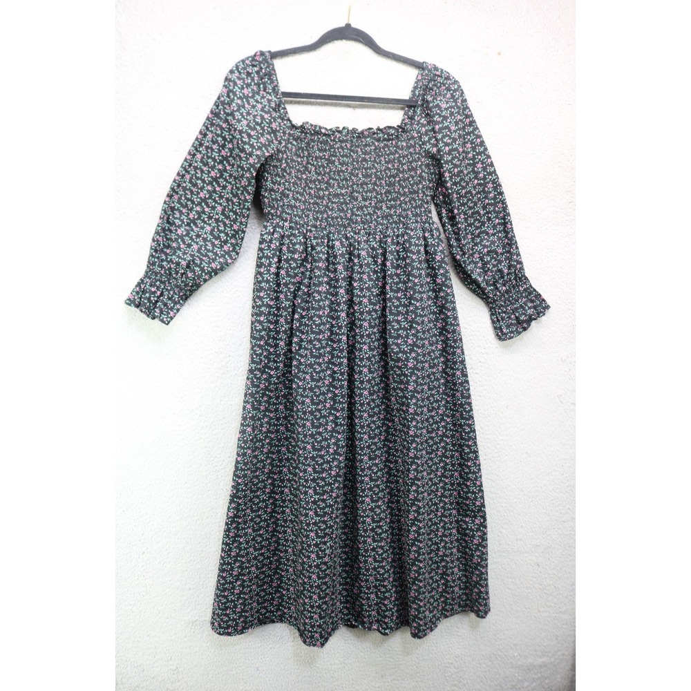 English Factory 3/4 Puff Sleeve Dark Floral Maxi Dress-Small-Milkmaid-Whimsigoth